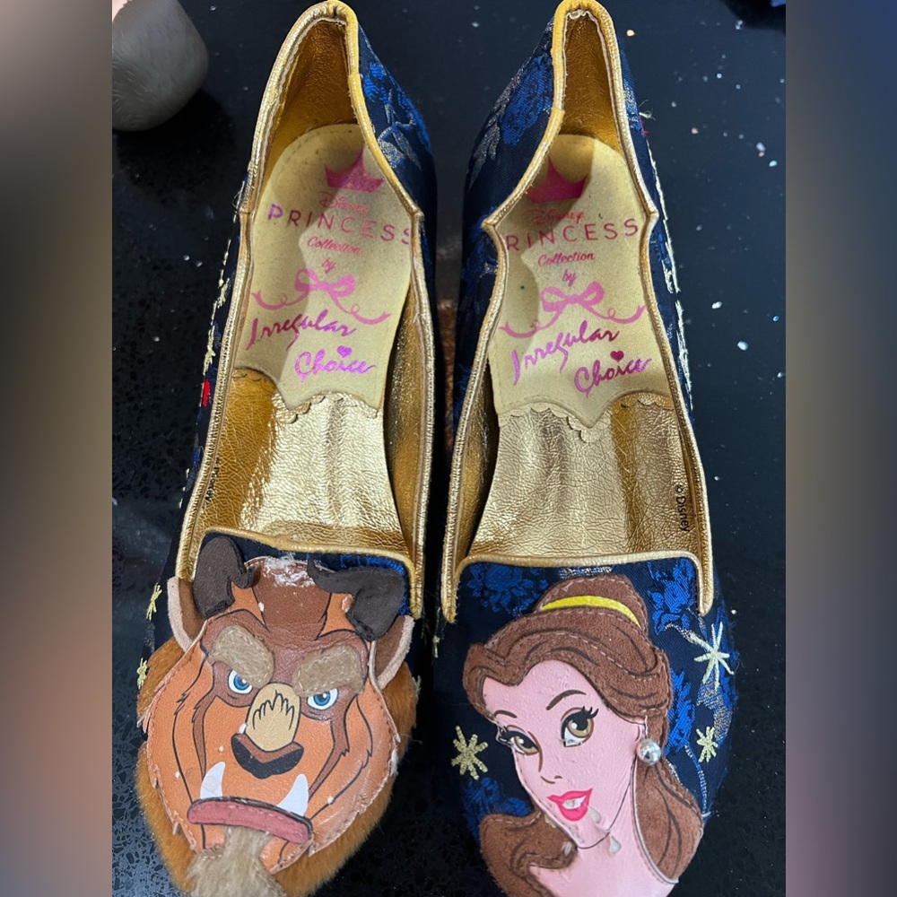 Irregular choice beauty and beast shoes used some wear on bell and beast